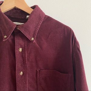 Vintage style maroon colored corduroy button down